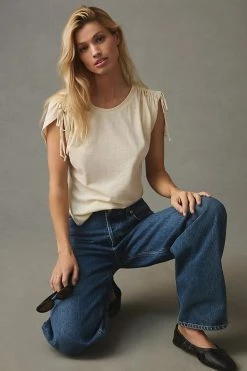 Best deal 🥰 Daily Practice By Anthropologie The Willow Spring Top OYSTER 😀