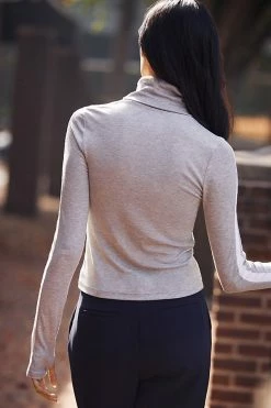 Best Pirce ???? Splits59 Jackson Ribbed Turtleneck Top LIGHT GREY ???? -PAIGE-shop unnamed file 270