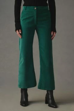 Buy ???? Self Contrast Petite Corduroy Crop Flare Pants DARK GREEN ???? -PAIGE-shop unnamed file 2714