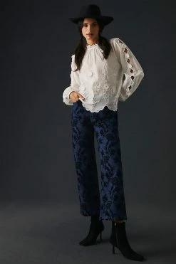 Hot Sale ???? By Anthropologie Embellished Floral Blouse IVORY ???? -PAIGE-shop unnamed file 2727