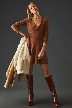 Cheapest ???? Greylin Wrap Sweater ???? Dress BROWN ????