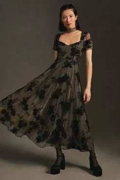 Brand new ???? Geisha Designs Floral Appliqué ???? Dress BLACK ???? -PAIGE-shop unnamed file 2760
