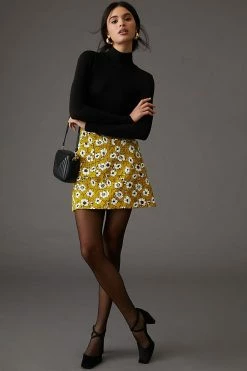 Promo ✔️ Maeve A-Line Mini ???? Skirt YELLOW MOTIF ✔️