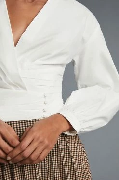 Flash Sale ???? Sunday In Brooklyn Wrap-Front Blouse WHITE ???? -PAIGE-shop unnamed file 2796