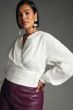 Flash Sale ???? Sunday In Brooklyn Wrap-Front Blouse WHITE ???? -PAIGE-shop unnamed file 2798