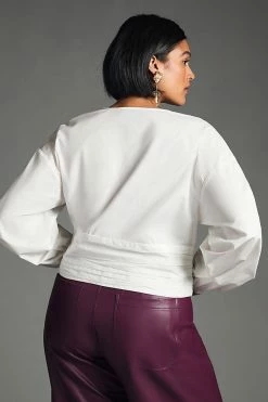 Flash Sale ???? Sunday In Brooklyn Wrap-Front Blouse WHITE ???? -PAIGE-shop unnamed file 2799