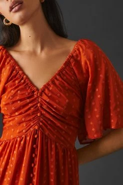 Best Sale ???? By Anthropologie Ruched Tiered ???? Dress TERRA COTTA ???? -PAIGE-shop unnamed file 2809