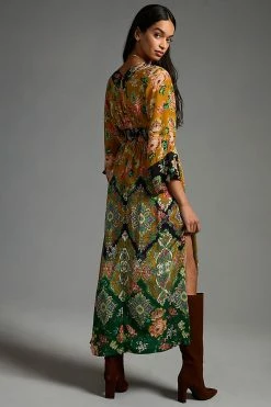 Best Sale ???? By Anthropologie Printed V-Neck Maxi ???? Dress ORANGE MOTIF ???? -PAIGE-shop unnamed file 2843
