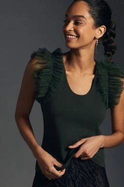 Promo ???? Dolan Left Coast DOLAN Tulle Sleeve Tank Top MOSS ???? -PAIGE-shop unnamed file 2850