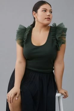 Promo ???? Dolan Left Coast DOLAN Tulle Sleeve Tank Top MOSS ???? -PAIGE-shop unnamed file 2851