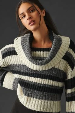 Hot Sale ???? By Anthropologie Striped Turtleneck Sweater BLACK & WHITE ???? -PAIGE-shop unnamed file 2856
