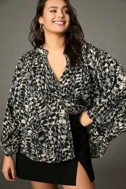 Budget ???? Pilcro Printed Batwing Blouse BLUE MOTIF ???? -PAIGE-shop unnamed file 2867