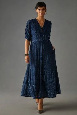 Best reviews of ???? Hutch Puff-Sleeve Velvet ???? Dress NAVY ???? -PAIGE-shop unnamed file 2873