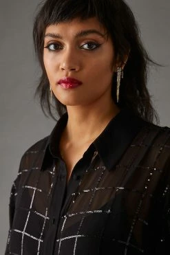 Top 10 ❤️ Rinku Dalamal Sequin ???? Shirt ???? Dress BLACK ???? -PAIGE-shop unnamed file 2880