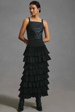 New ???? Pilcro Faux Leather Corset Top BLACK ????