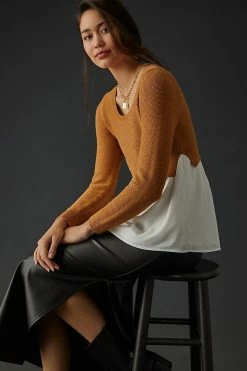 Best reviews of ???? By Anthropologie Layered Sweater HONEY ????