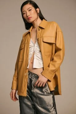 Top 10 ???? Maeve Faux Leather ???? Shirt Jacket NEUTRAL ????