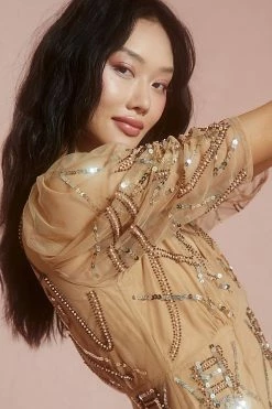 New ✔️ Let Me Be Embellished Deep-V ???? Dress GOLD ???? -PAIGE-shop unnamed file 2950