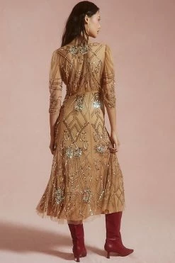 New ✔️ Let Me Be Embellished Deep-V ???? Dress GOLD ???? -PAIGE-shop unnamed file 2951