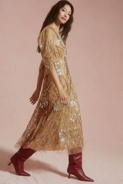 New ✔️ Let Me Be Embellished Deep-V ???? Dress GOLD ???? -PAIGE-shop unnamed file 2953