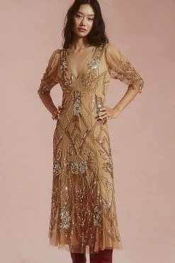 New ✔️ Let Me Be Embellished Deep-V ???? Dress GOLD ???? -PAIGE-shop unnamed file 2954