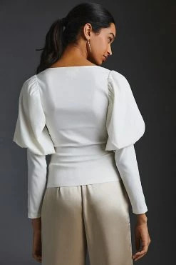 Best Sale ???? English Factory Mutton-Sleeve Top WHITE ???? -PAIGE-shop unnamed file 2963