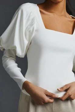 Best Sale ???? English Factory Mutton-Sleeve Top WHITE ???? -PAIGE-shop unnamed file 2965