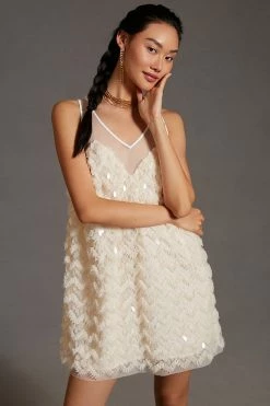 Coupon ✨ By Anthropologie Textured Sequin Mini ???? Dress IVORY ⌛ -PAIGE-shop unnamed file 2975