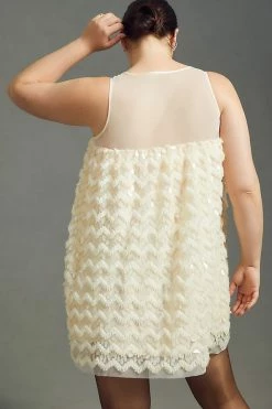 Coupon ✨ By Anthropologie Textured Sequin Mini ???? Dress IVORY ⌛ -PAIGE-shop unnamed file 2977