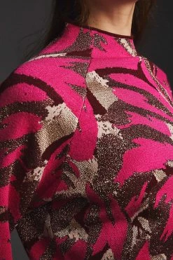 Discount ???? By Anthropologie The Beatriz Mock-Neck Sweater PINK LUREX COMBO ???? -PAIGE-shop unnamed file 2993