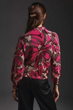 Discount ???? By Anthropologie The Beatriz Mock-Neck Sweater PINK LUREX COMBO ???? -PAIGE-shop unnamed file 2994