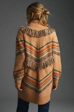 Discount ✨ By Anthropologie Fringed Cardigan Sweater NEUTRAL MOTIF ???? -PAIGE-shop unnamed file 3004