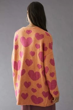 Cheap ???? Maeve Hearts Cardigan Sweater ORANGE MOTIF ???? -PAIGE-shop unnamed file 3015