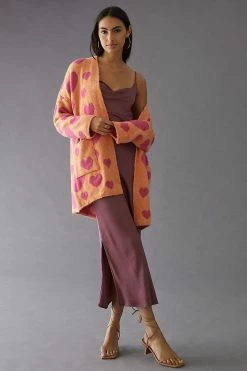 Cheap ???? Maeve Hearts Cardigan Sweater ORANGE MOTIF ???? -PAIGE-shop unnamed file 3016
