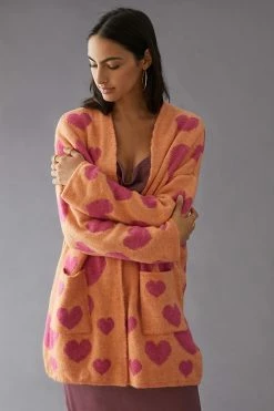 Cheap ???? Maeve Hearts Cardigan Sweater ORANGE MOTIF ???? -PAIGE-shop unnamed file 3017
