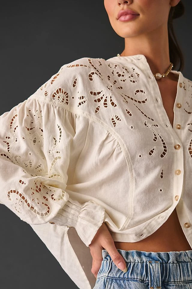 Pilcro Structured Eyelet Blouse Best Sale ???? Pilcro Structured Eyelet Blouse WHITE ???? -PAIGE-shop unnamed file 3023