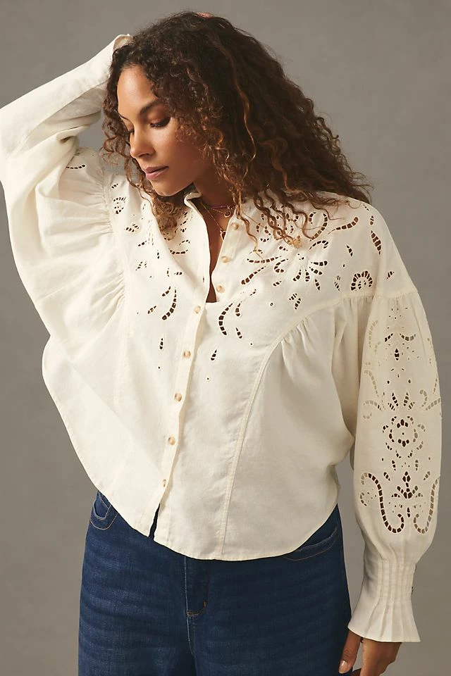 Pilcro Structured Eyelet Blouse Best Sale ???? Pilcro Structured Eyelet Blouse WHITE ???? -PAIGE-shop unnamed file 3027