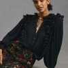 Outlet ???? By Anthropologie Pleated Ruffled Blouse BLACK ???? 2 Outlet ???? By Anthropologie Pleated Ruffled Blouse BLACK ???? -PAIGE-shop unnamed file 3034