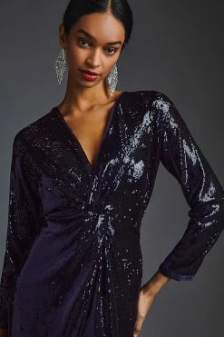 Best deal ???? By Anthropologie Twist-Front Sequin ???? Dress NAVY ???? -PAIGE-shop unnamed file 3053