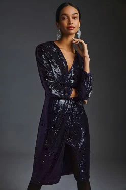 Best deal ???? By Anthropologie Twist-Front Sequin ???? Dress NAVY ???? -PAIGE-shop unnamed file 3054