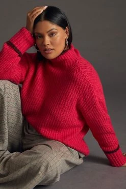 Discount ⭐ By Anthropologie The Maeve Mock-Neck Color-Tipped Sweater PINK ???? -PAIGE-shop unnamed file 3061