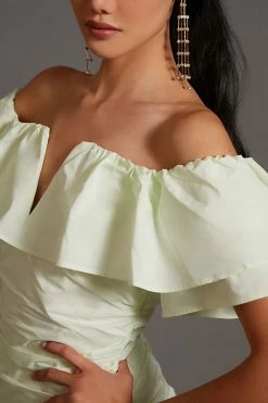 Budget ???? Maeve Ruched Off-The-Shoulder ???? Dress GUACAMOLE ???? -PAIGE-shop unnamed file 3065