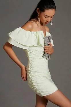 Budget ???? Maeve Ruched Off-The-Shoulder ???? Dress GUACAMOLE ???? -PAIGE-shop unnamed file 3066