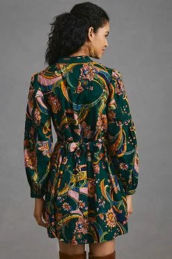 Brand new ✔️ By Anthropologie Mini Tunic ???? Dress GREEN MOTIF ???? -PAIGE-shop unnamed file 3074