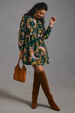 Brand new ✔️ By Anthropologie Mini Tunic ???? Dress GREEN MOTIF ???? -PAIGE-shop unnamed file 3075