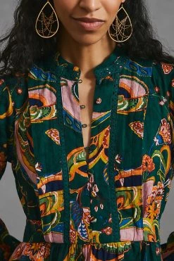 Brand new ✔️ By Anthropologie Mini Tunic ???? Dress GREEN MOTIF ???? -PAIGE-shop unnamed file 3076