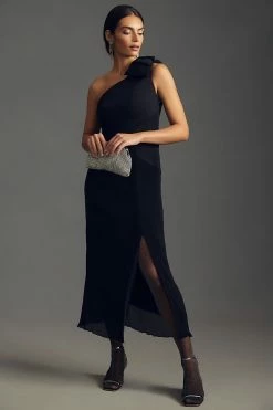 Deals ⌛ By Anthropologie Pleated One-Shoulder ???? Dress BLACK ⭐ -PAIGE-shop unnamed file 3081