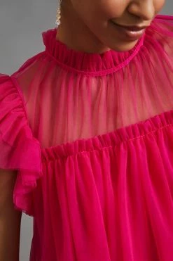 Coupon ???? Sunday In Brooklyn Ruffled Mesh Top PINK ???? -PAIGE-shop unnamed file 3093