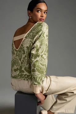 Flash Sale ✨ Daily Practice By Anthropologie Hazy Daze Pullover Sweater GREEN MOTIF 😀