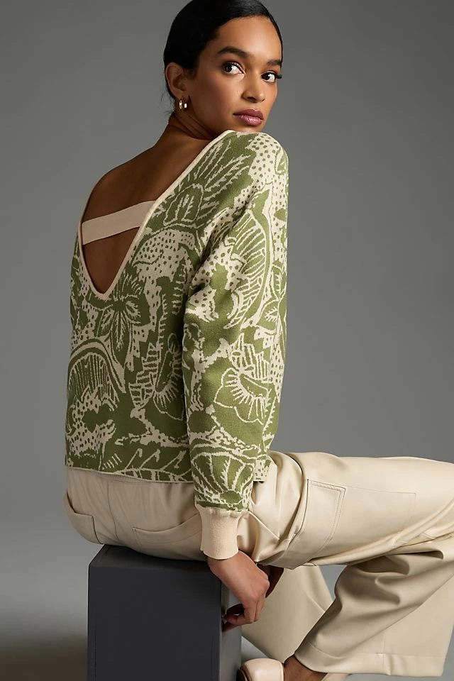 Daily Practice by Anthropologie Hazy Daze Pullover Sweater Flash Sale ✨ Daily Practice By Anthropologie Hazy Daze Pullover Sweater GREEN MOTIF ???? -PAIGE-shop unnamed file 31